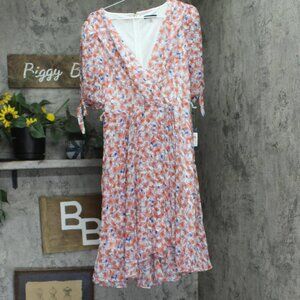 Tommy Hilfiger Sleeve Surplice Midi Dress Ivory Off White / Grenadine Red 10